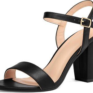 Women's Chunky Block Heels 3.5IN Open Toe Ankle Strap Dress Sandals For Parties
